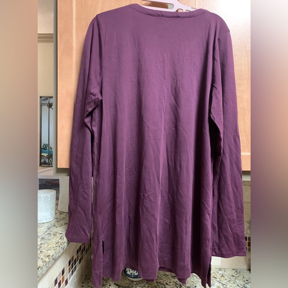 J. Jill Simply Supima Cotton V-Neck Tunic Slits On the Side  Long Sleeves M Tall - Picture 3 of 14